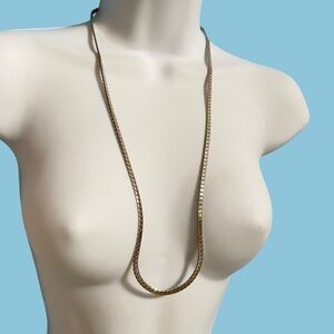 Vintage Silver Tone Flat Herringbone Chain Unisex 29"